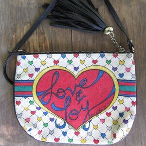 Brighton Love & Joy Mini Canvas Crossbody Purse w/Black Tassel